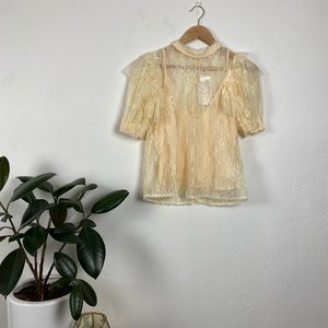 NWT Free People Lacy Layered Ruffled Blouse